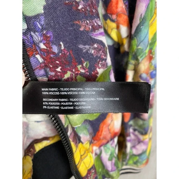 Cactus Man Ricky Singh Floral Bomber Jacket Men's M Unisex Statement Zip Jacket - Picture 8 of 14